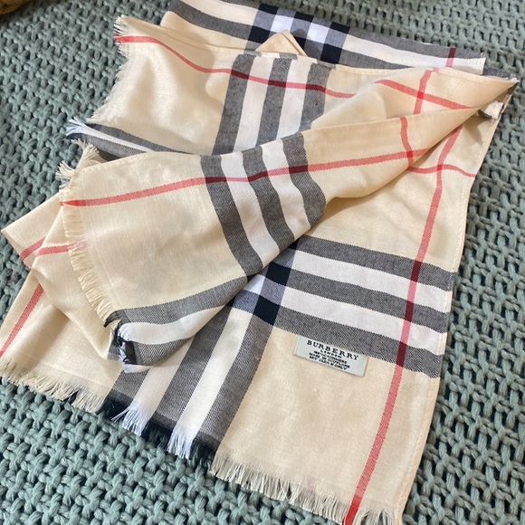 Burberry Accessories - Burberry cashmere scarf/wrap in the color stone 86.6 x 27.6 in lightweight
